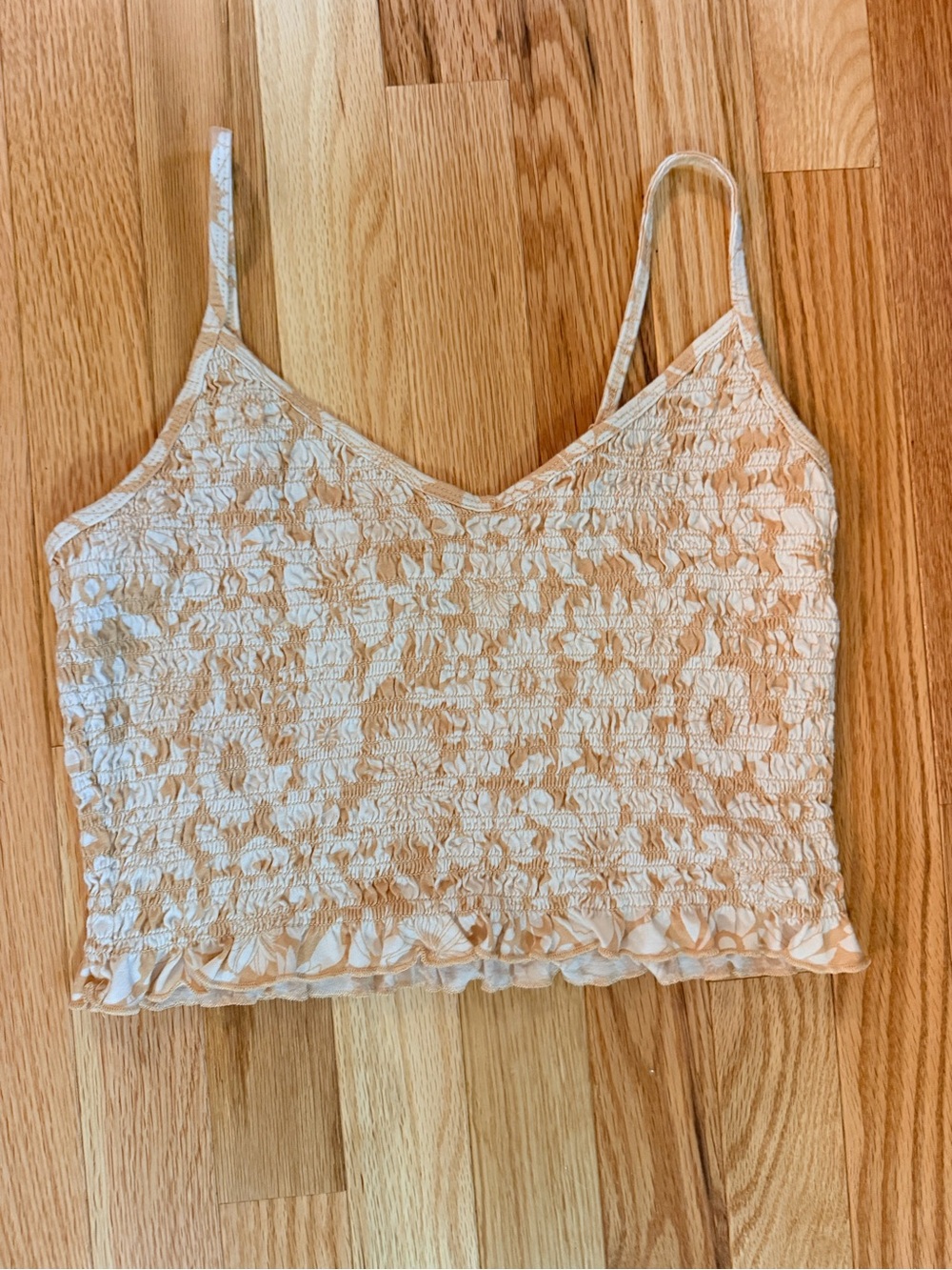 Women’s Cream Smocked  Cropped Camisole